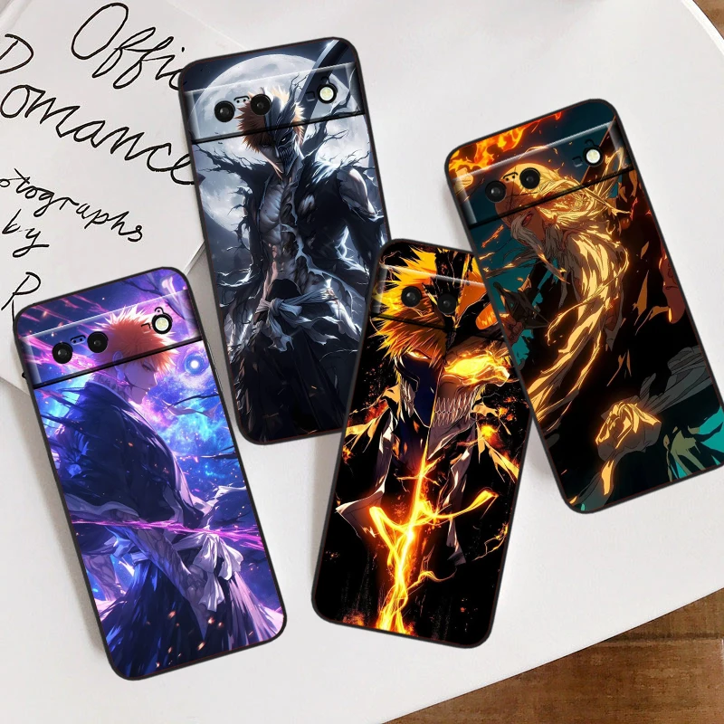 Anime Cool Art B-Bleach For Google Pixel 9 8 7A 7 6A 6 5A 5 4 4A XL 5G Black Silicon Shockproof Shell TPU Phone Case