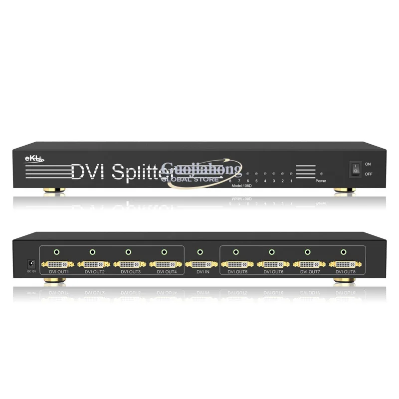 

DVI-разветвитель eKL-108D, 1080p, высокое разрешение, 1 вход, 8 выходов, подходит для инженерных систем видеонаблюдения