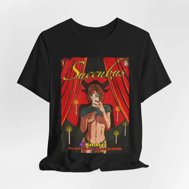 Succubus Movie T-Shirt: Vintage Horror Graphic Tee Summer Men's and Women's Loose and Breathable T-shirt Top