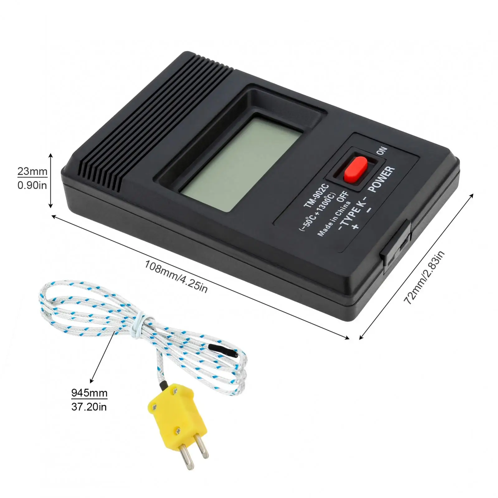 Temperature Meter TM902C Digital K Type Thermometer Sensor + Thermocouple Probe Detector Gas Liquid Semisolid