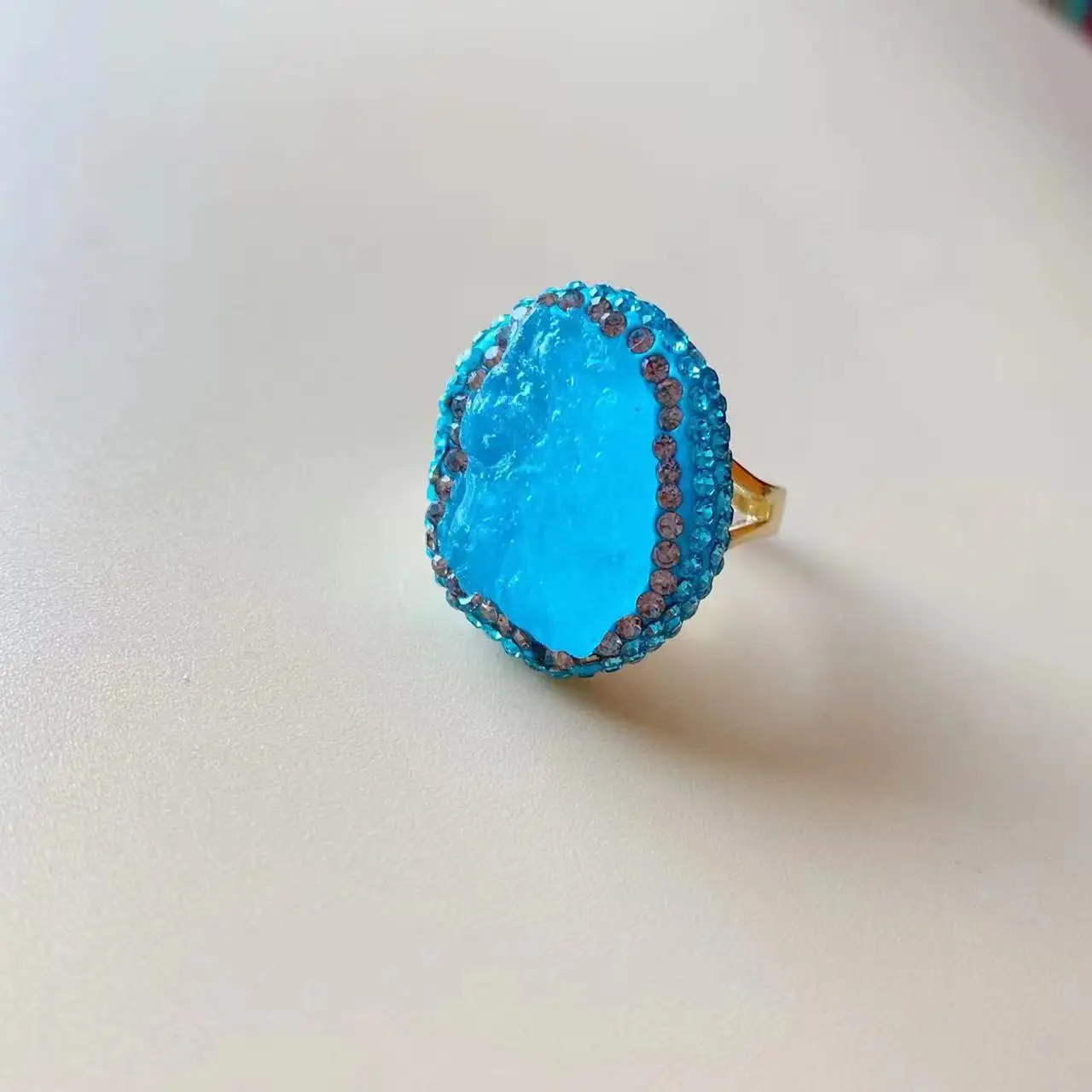 

Natural Aquamarine Ring Women's Personality Temperament Light Luxury Accessories Design Sense Simple Fashion Generous Ring