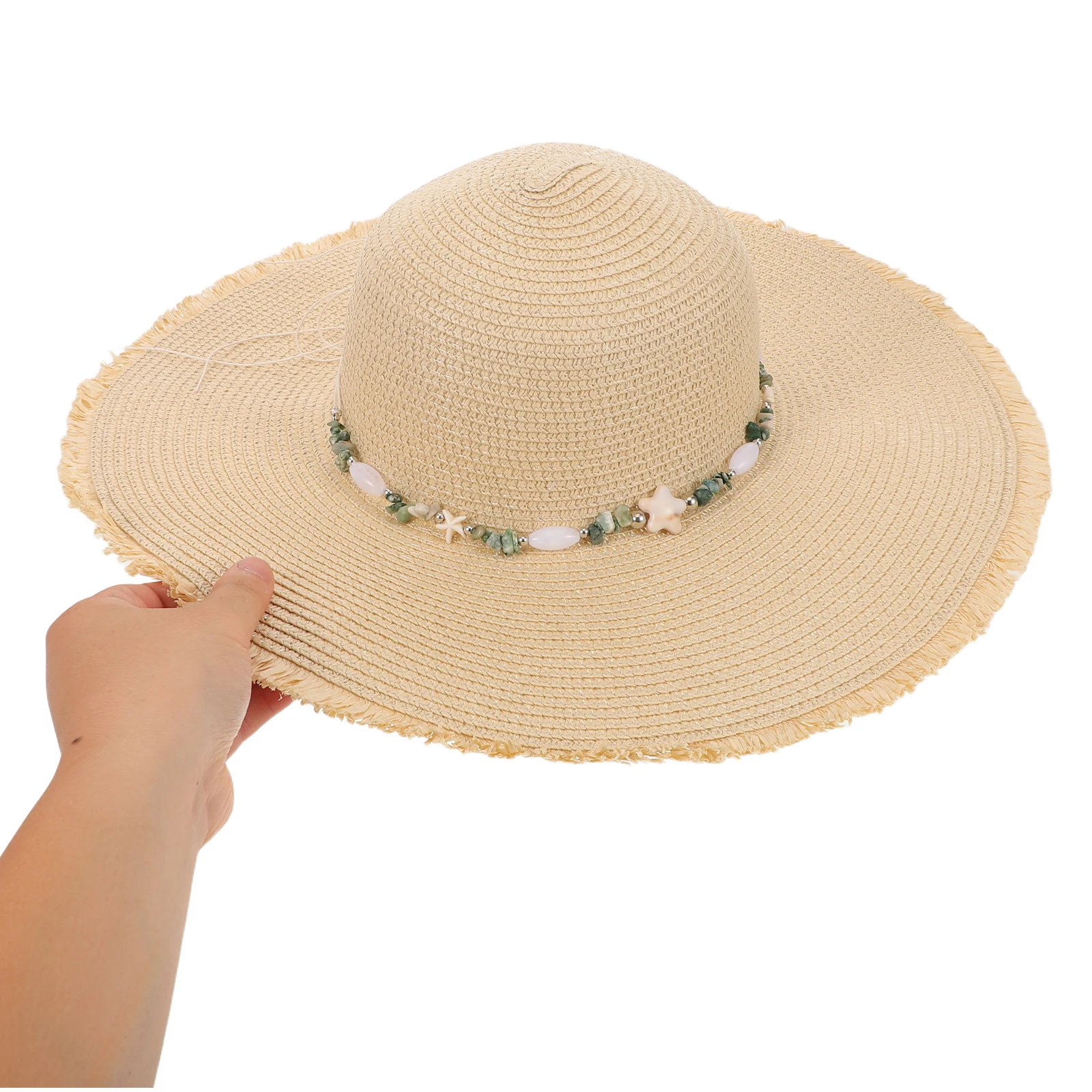 

Women'S Wide Brim Straw Sun Hat Oversize Uv Protection Foldable Beach Visor Summer Lightweight Woven Bucket Hat Vacation