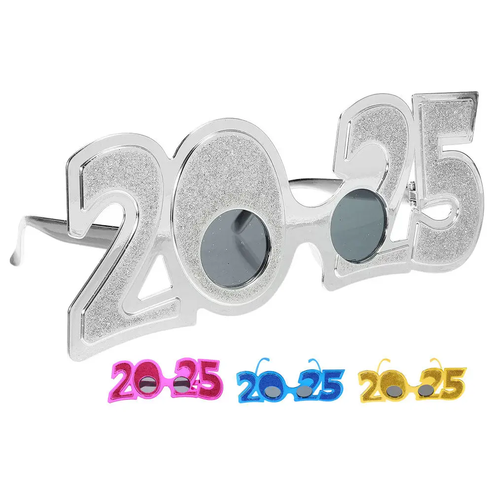 

4Pcs 2025 New Year Glasses Funny Party Eyeglasses Props for Photo Shoots Stage Performances Festive Celebrations Family