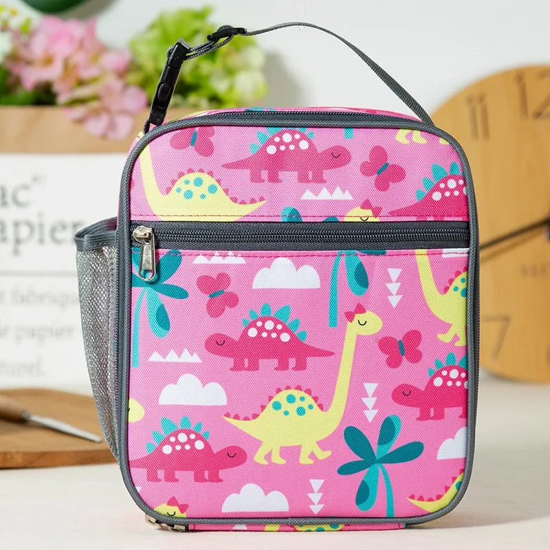 Oxford Cloth Dinosaur Cartoon Children Lunch Box Bag Student Printing Portable Lunch Bag Lunch Bag Insulated Bags for Picnic