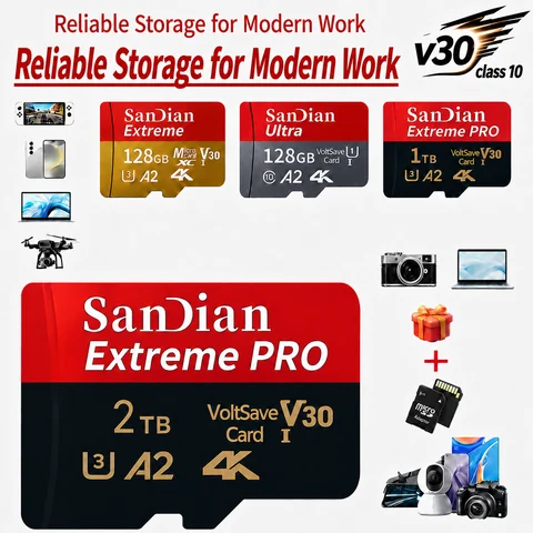 High Speed Memory SD Card Full Size Micro TF Card 128GB Flash Storage for Camera Mac PC