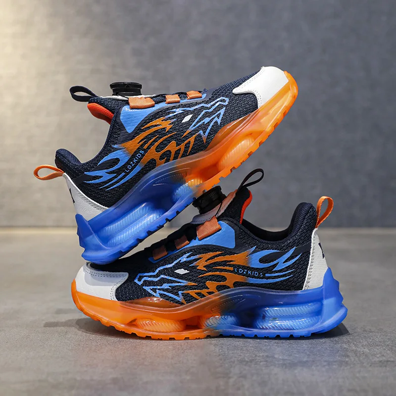 

Children's Running Shoes Rotating Buckle Lightweight Outdoor Sports Walking Shoes Breathable Non-Slip Casual Sneakers for Kids