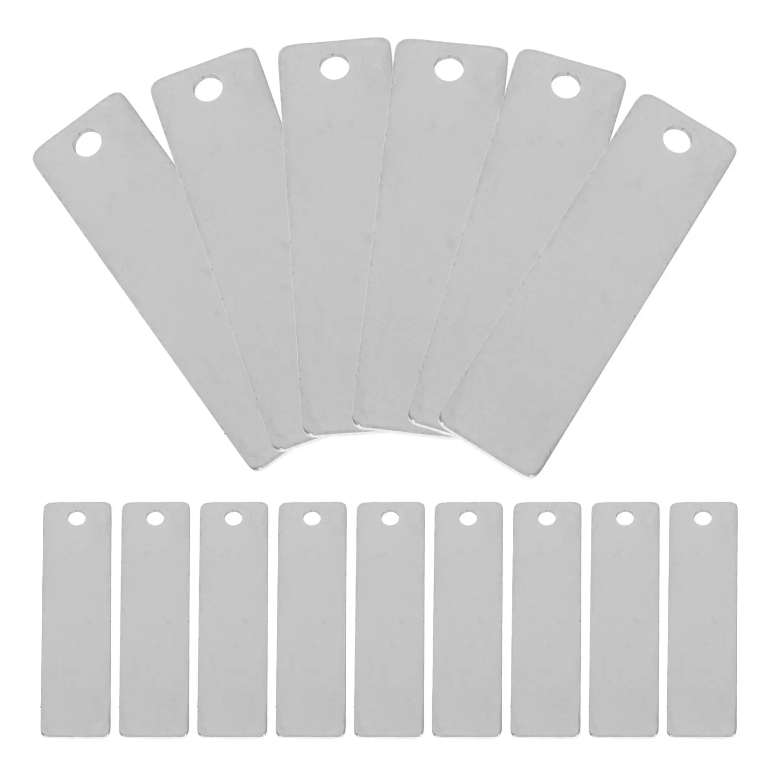 30pcs Stainless Steel Blank Tags Rectangle Metal Stamping Blanks For Jewelry Making Pet Id Engraving Diy Craft Labeling Outdoor