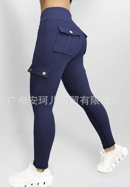 CPSYMYM ผู้หญิงกางเกงฤดูร้อนออกแบบกระเป๋าสบายๆเอวสูงผอมแห้งเร็วฟิตเนสโยคะวิ่งกางเกง Streetwea