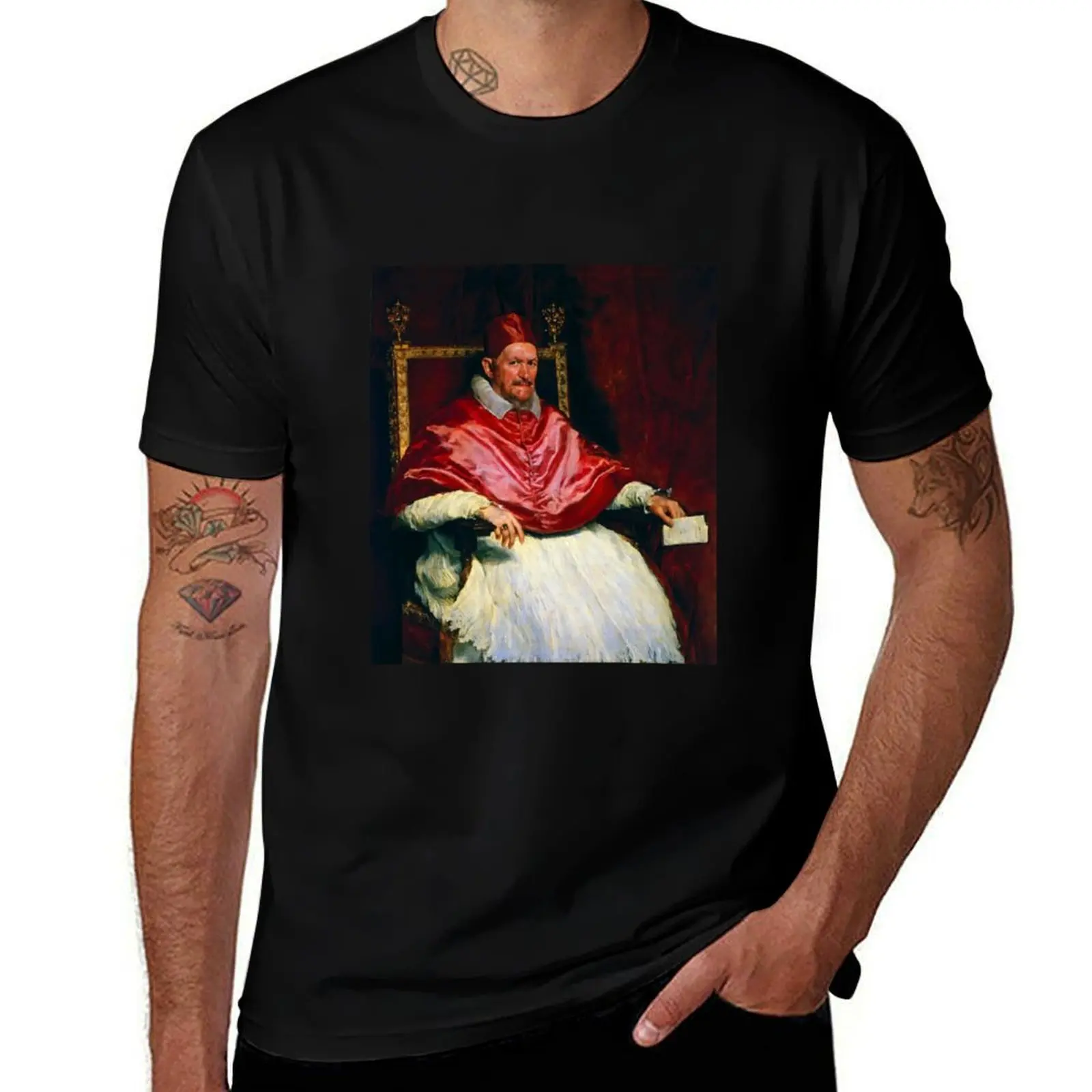 Diego Velázquez Portrait of Innocent X 1650 T-Shirt Basic Plain Short Sleeve Crew Neck Tee T-Shirt