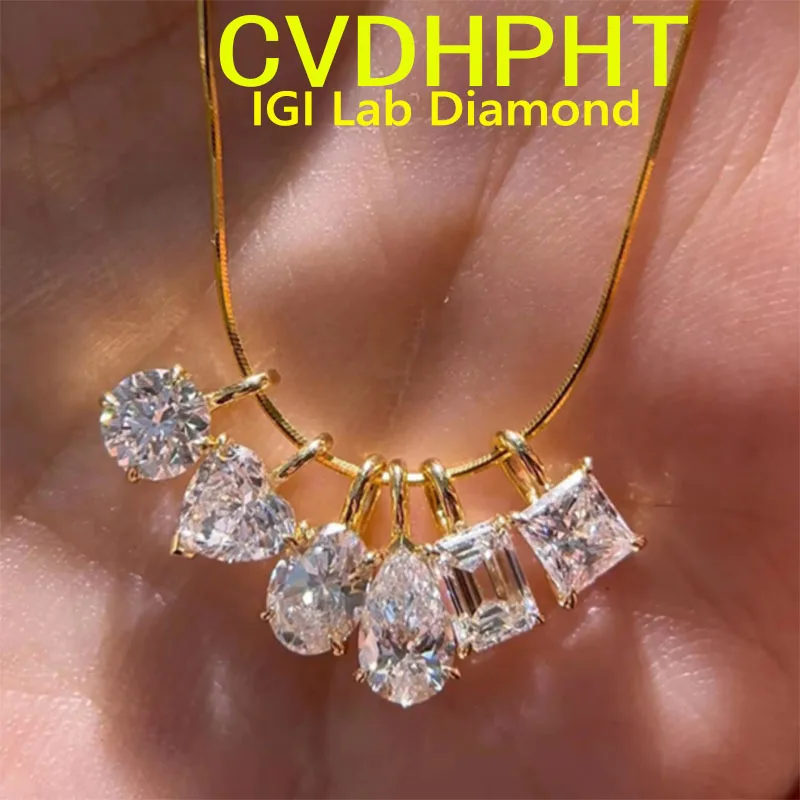 

IGI Lab Grown Diamond CVD HPHT Solid 14k Yellow Gold Only make Pendant have not chain For women Wedding gift party