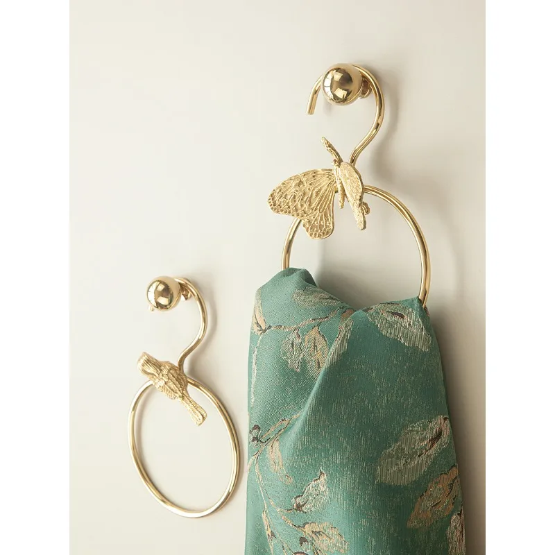 Retro Brass Hanger Hook Multi-functional Storage Hanger Belt Scarf Tie Rack Gold Towel Ring  Brass Towel Hanger for Bathroom