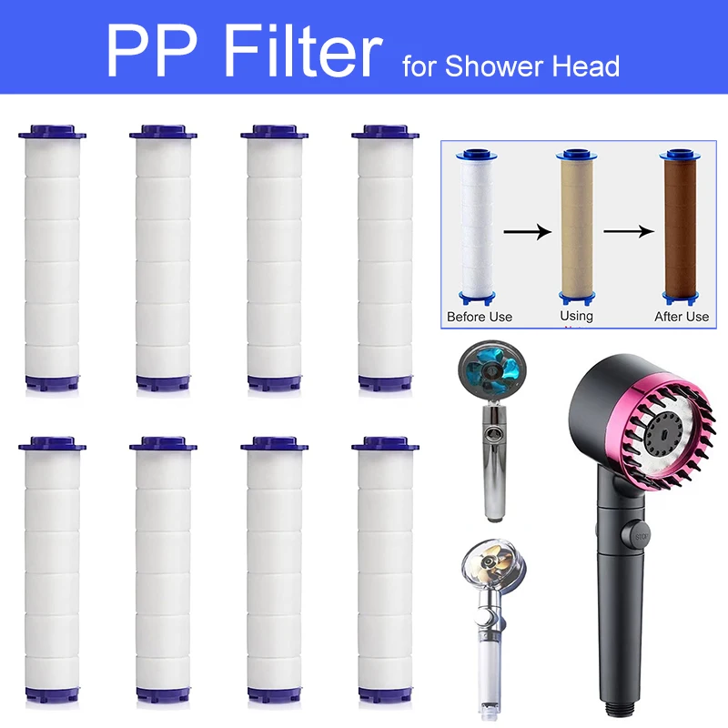 Shower Head PP-Cotton Filter Cartridge Remove Chlorine/Fluoride/Hard Water/Calcario Hygienic Bathroom Accessories 1-20PCS