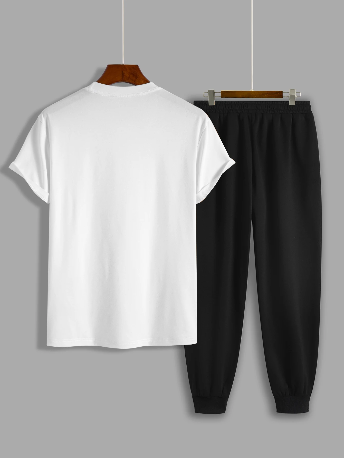 Short-sleeved trousers suit, white, trendy anime print "Extravagant" for casual travel