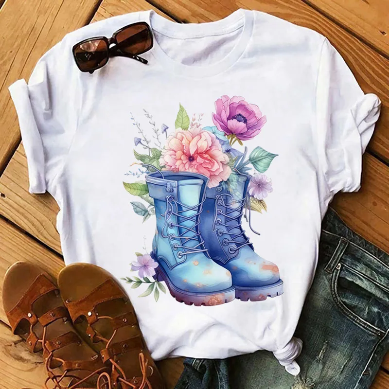 15 styles Fun boot flower arrangement DTF Sticker Heat Transfer lady Clothes Ironing on DIY Fashion T-Shirt Washable Vinyl Patch