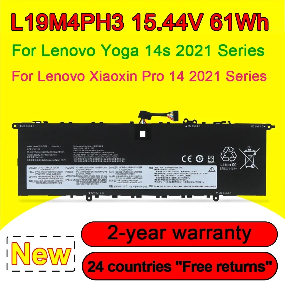 

New L19M4PH3 For Lenovo Xiaoxin Pro 14 ACH IHU ITL 2021 Yoga 14s 1HU 1TL Laptop Battery L19C4PH3 L19D4PH3 5B10Z49518 15.44V 61Wh