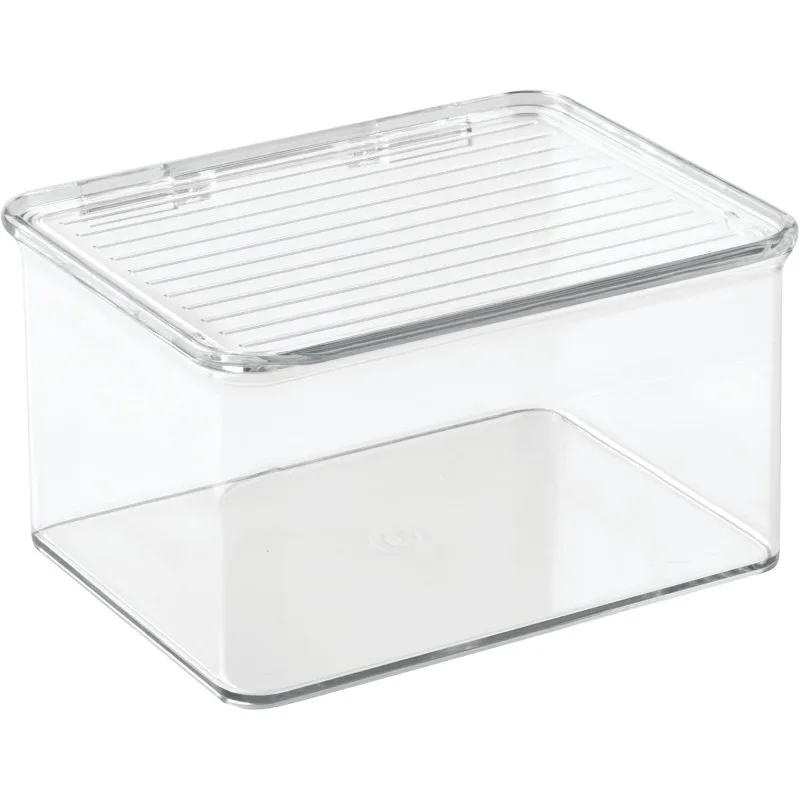 Recycled Plastic Pantry and Freezer Organizer Bin in Clear, 6.75 Inch x 5.75 Inch x 3.75 Inch