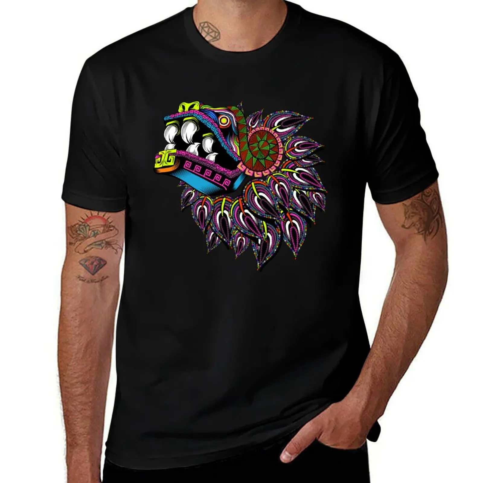 

quetzalcoatl huichol T-Shirt man t shirt graphic cotton t shirt man t shirt men 100% cotton luxury brand T-shirt