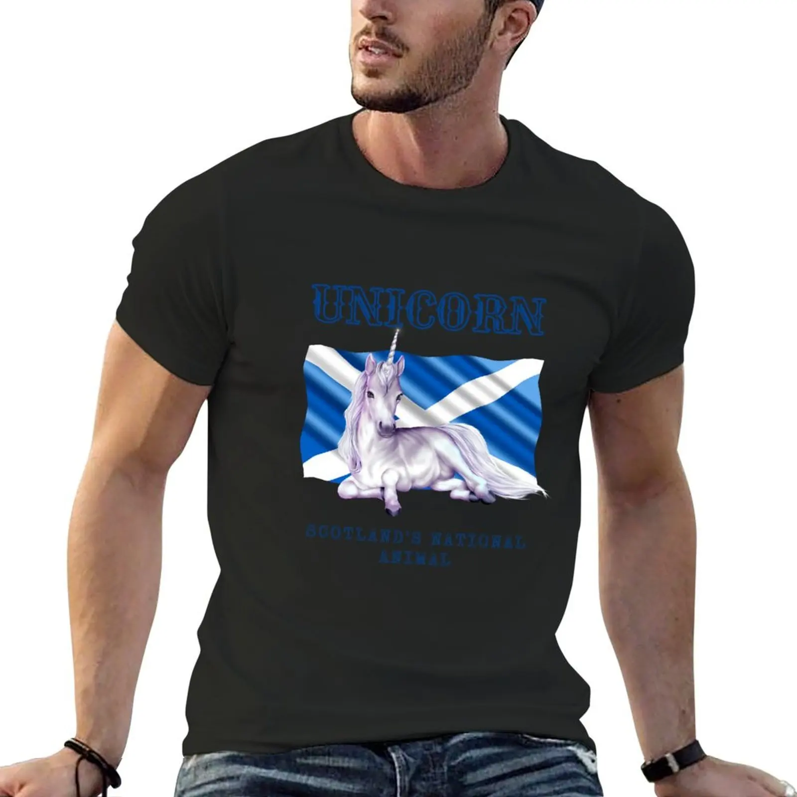 Unicorn Scotlands National Animal w/ Scottish Flag T-Shirt tops for a boy blanks Men's t-shirts