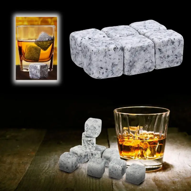 Whiskey Stones Sipping Ice Stones Natural Granite Whisky Stone Wine Rocks Cooler Wedding Gift Favor Christmas Bar Accessories