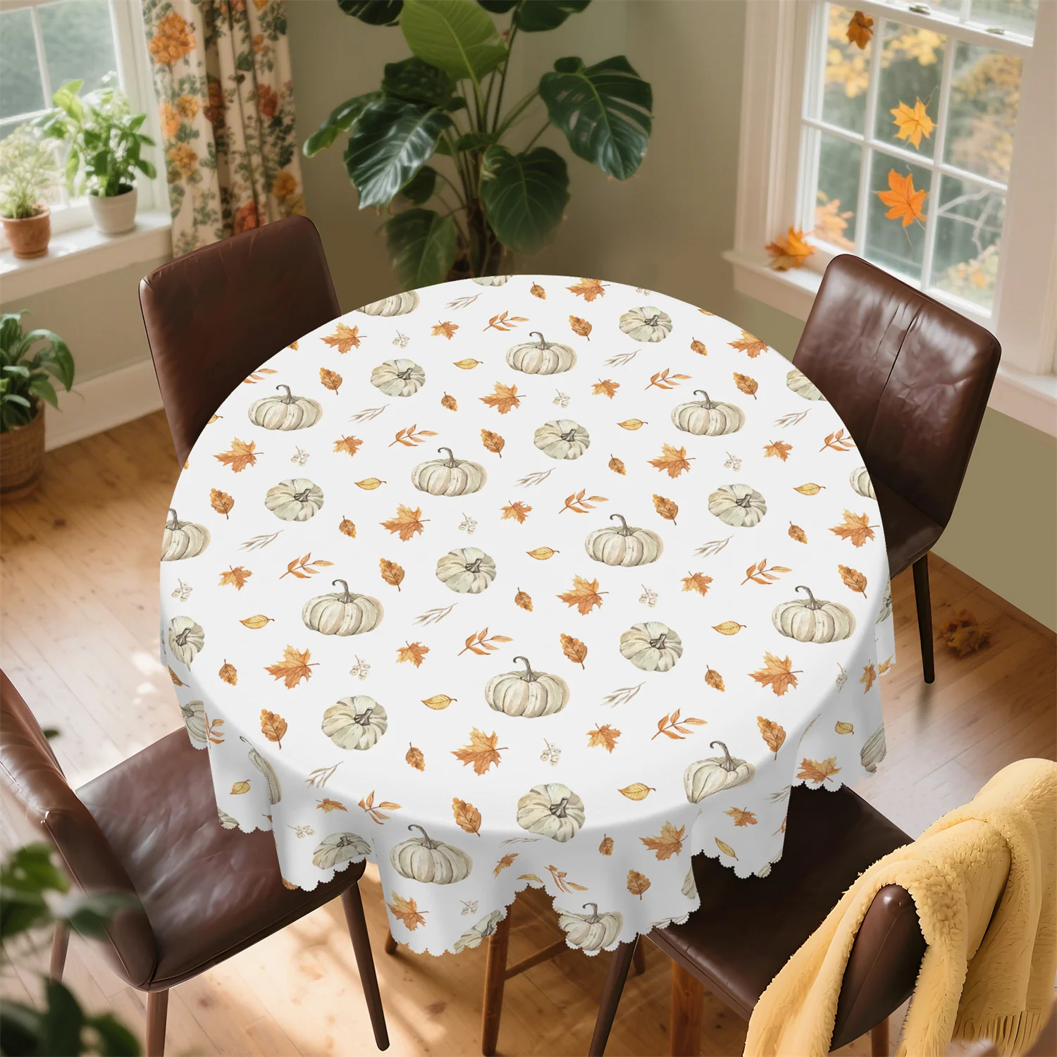 Pumpkin, berry, leaf tablecloth - washable, country-style, autumn harvest, Thanksgivingzyc