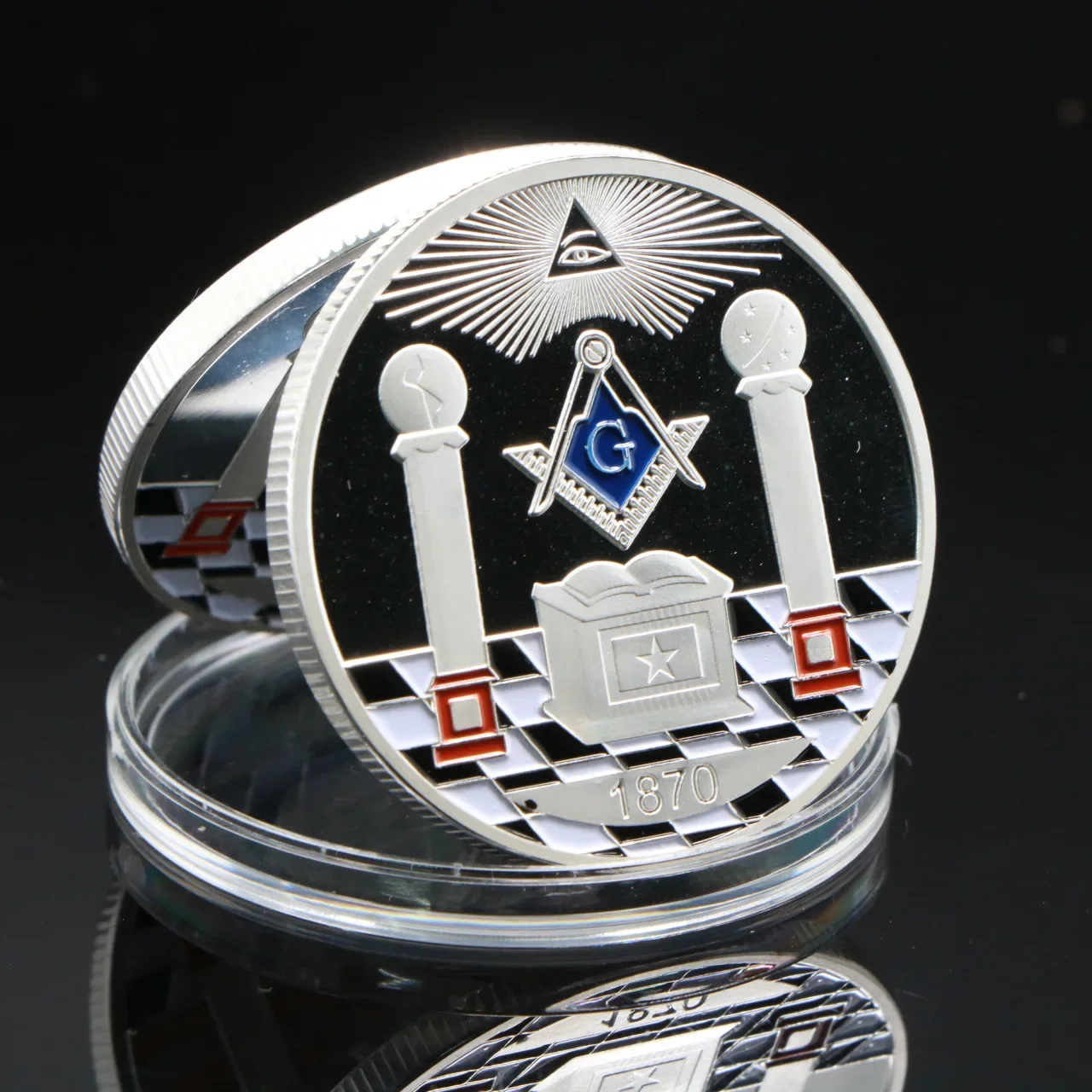 Top Quality New Silver Coin European Masonic Freemasonry Brotherhood Round Double Commemorative Coins Collect