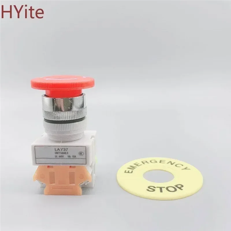 Red Mushroom Cap 1NO 1NC DPST Emergency Stop Push Button Switch AC 660V 10A Switch Equipment Lift Elevator Latching Self Lock