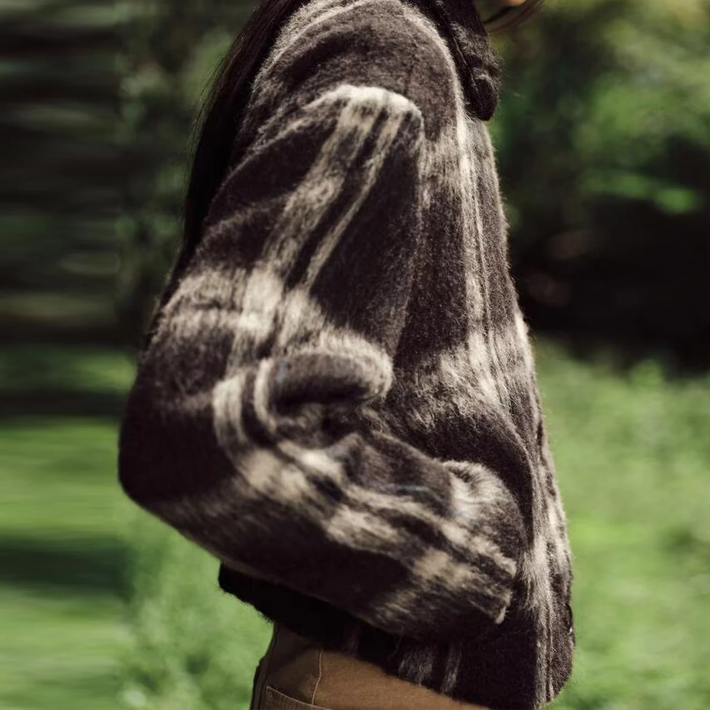 

Z Women's Plaid Jaet Outerwear Original Fabric Personali Faion 2025 New Sle Loose Fit Long Sve Button Closure