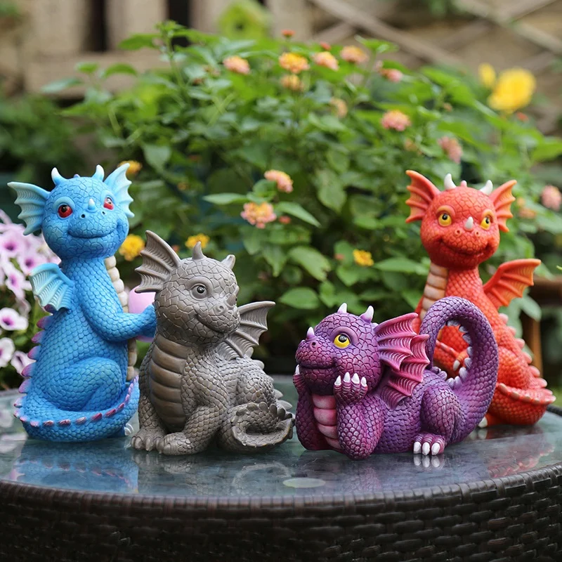 

Funny Dinosaur Resin Statue Dragon Sculpture Kids Room Desk Ornament Home Shop Garden Decor Party Decoration