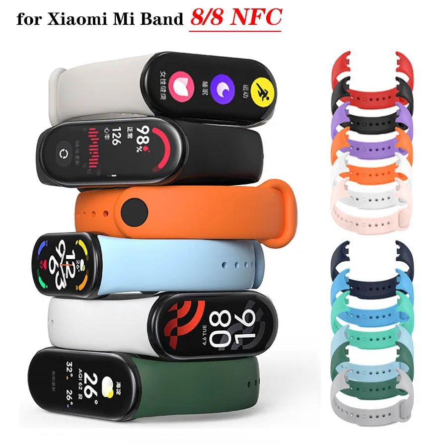

Ремешок для Xiaomi Mi Band 8/8, NFC-браслет, силиконовый наручный браслет Miband 8, NFC, сменный спортивный ремешок Pulse Correa для Mi Band 8