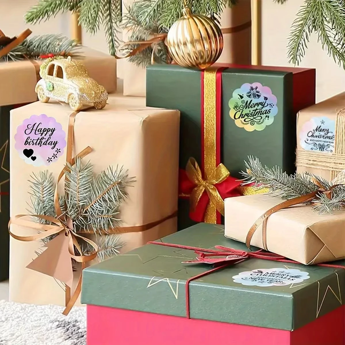 ملصقات متدرجة باستيل عيد الميلاد مقاس 1.96 بوصة مستديرة - ملصقات حرارية مقاومة للماء لطابعات Phomemo، وهدايا الهالوين، وعلامات الباركود #1