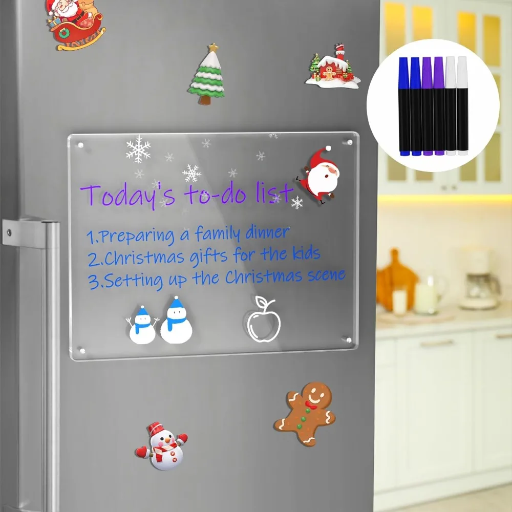 

Акриловый магнитный календарь на холодильник, 16 x 12 дюймов, прозрачный сухой стираемый календарь, доска для заметок для холодильника с сильным магном