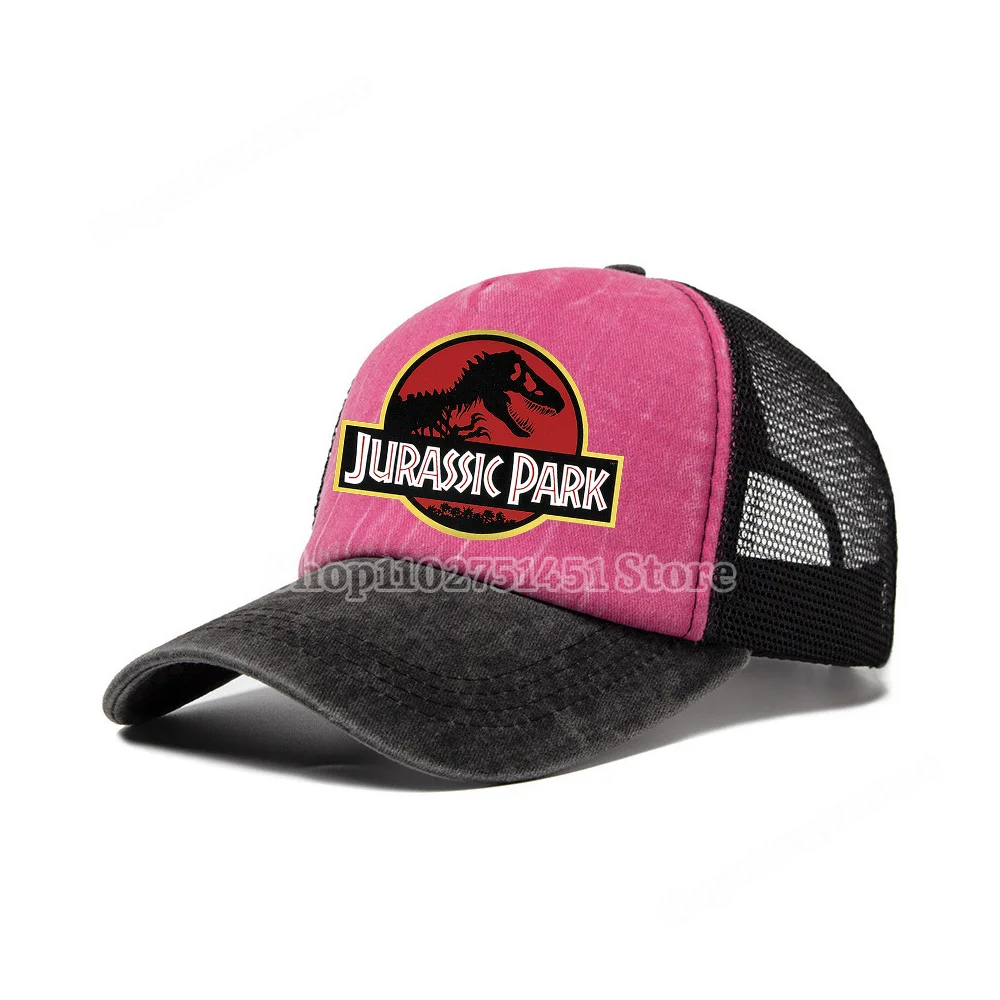 العالم الجوراسي: ولادة جديدة شعار طباعة اللون حظر قبعة بيسبول القطن قبعة شبكية الرجال النساء أغطية الرأس الديناصورات الشمس الظل القبعات #5