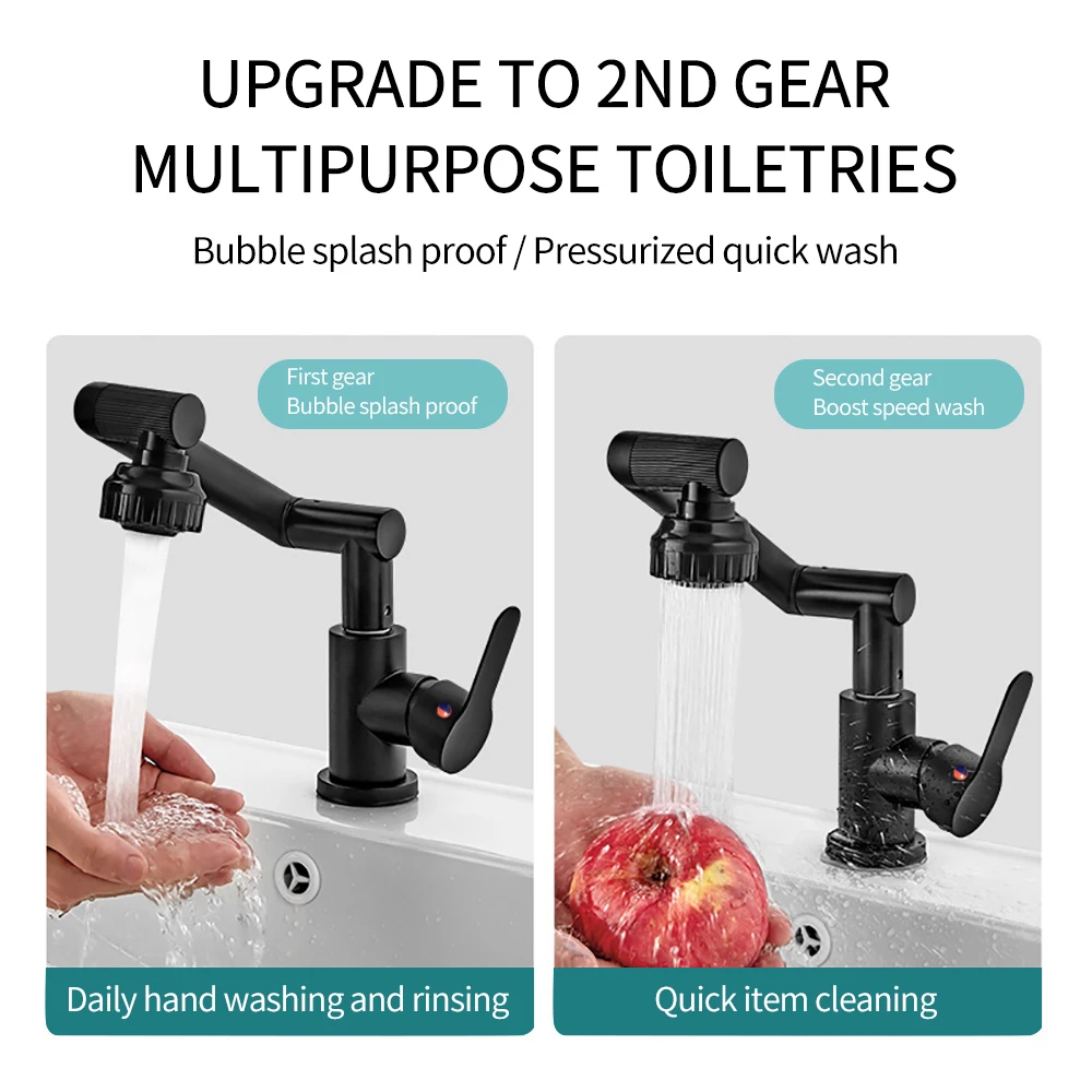 Mechanical Arm Universal Faucet Bathroom Kitchen Splashproof Faucet Bathroom Countertop Basin Hot and Cold Tap Faucet Accessorie