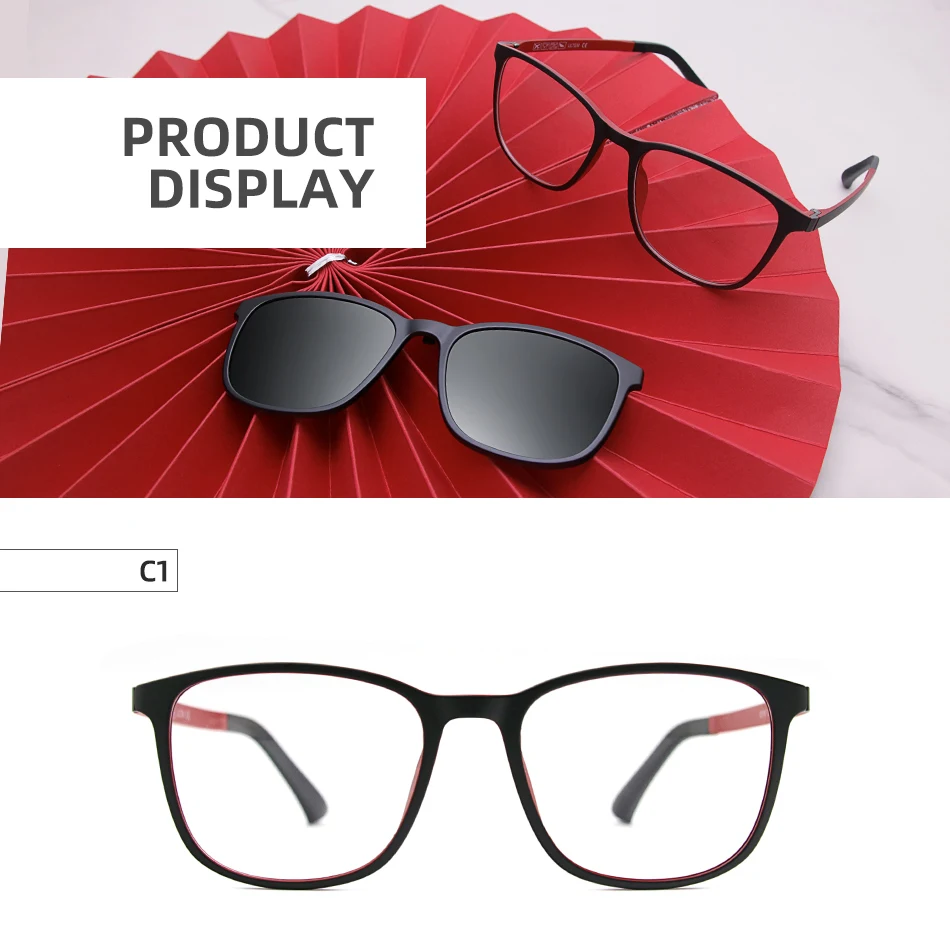 X3197 Myopie Magnetische Clip auf Brillengestell Optische Verordnung Rahmen Brillen Rechteck Polarisierte Magnet Clip Sonnenbrille – Detail 7