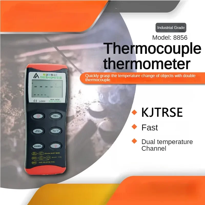 

AZ8856 Dual Channel Handheld KTJ RSE probe Polytype Thermocouple Measuring Instrument Digital Thermocouple Digital Thermometer