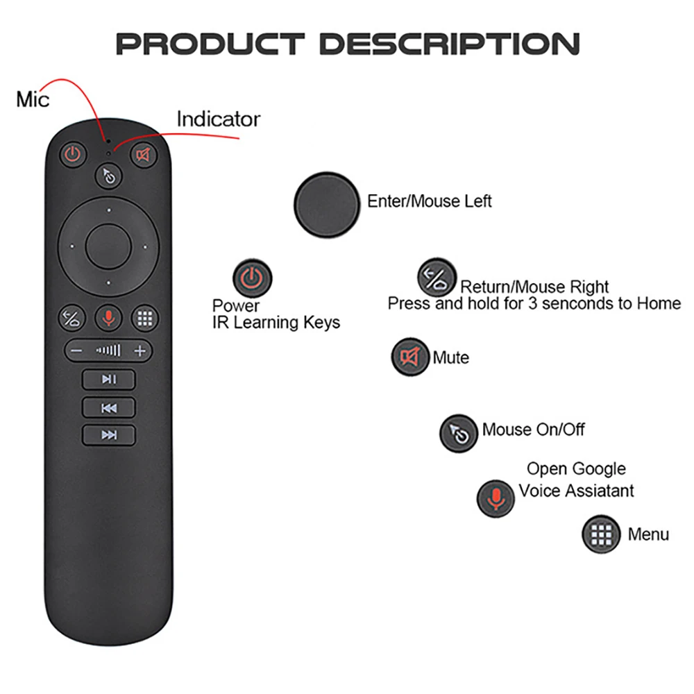 G50S Voice Remote Control Air Mouse G50 Gyroscope 2.4GHz IR Learning Wireless Mini keyboard for Android TV Box X3 Pro X96