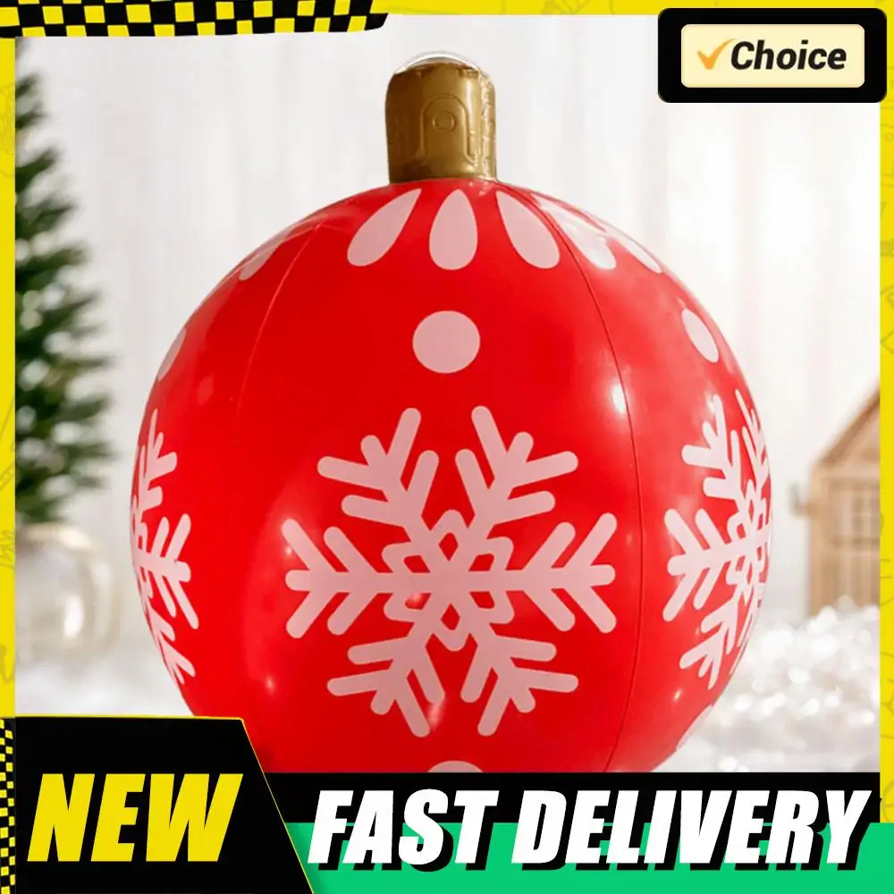 24-Zoll-PVC-aufblasbarer Weihnachtsball für den Außenbereich, Weihnachtsdekoration, Neujahr, Weihnachtsschmuck, Urlaub, Hof, Rasen, Veranda, Dekoration