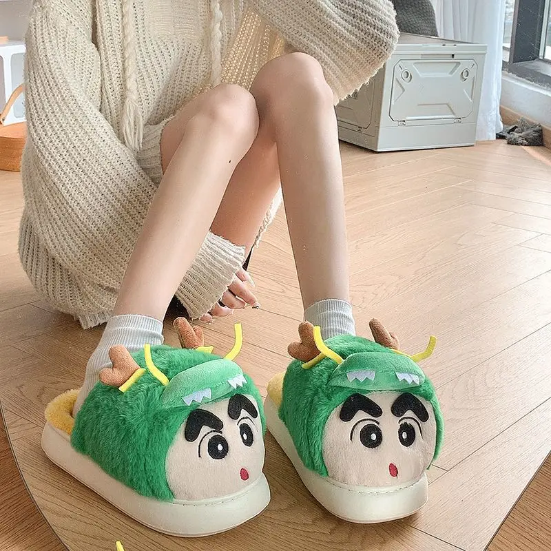 

Crayon Shin-Chan Co Branded Cotton Slippers For Women'S Winter 2026 New Indoor Home Warm And Fluffy Slippers Christmas Kids Gift