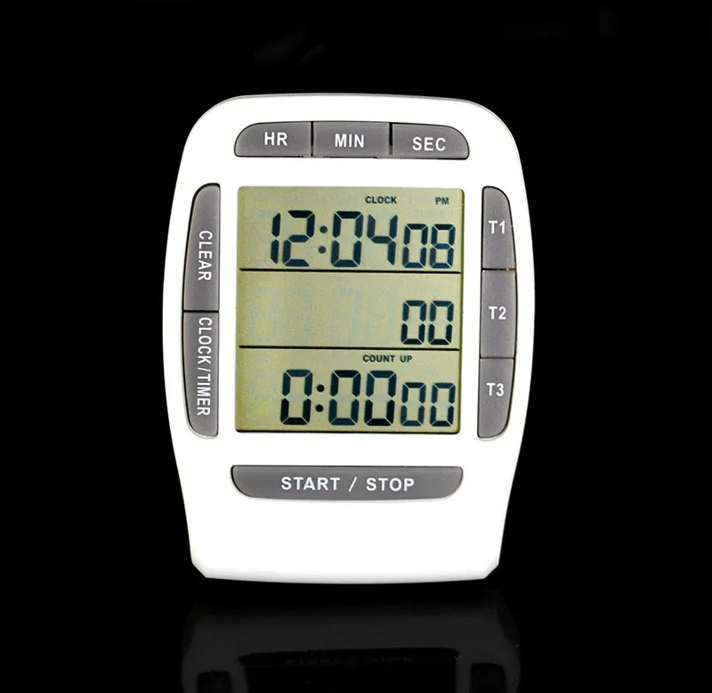 Three Channel Electronic Countdown Timer for Laboratory, Countdown Timer, Multifunctional Stopwatch, 100 PCs/Lot