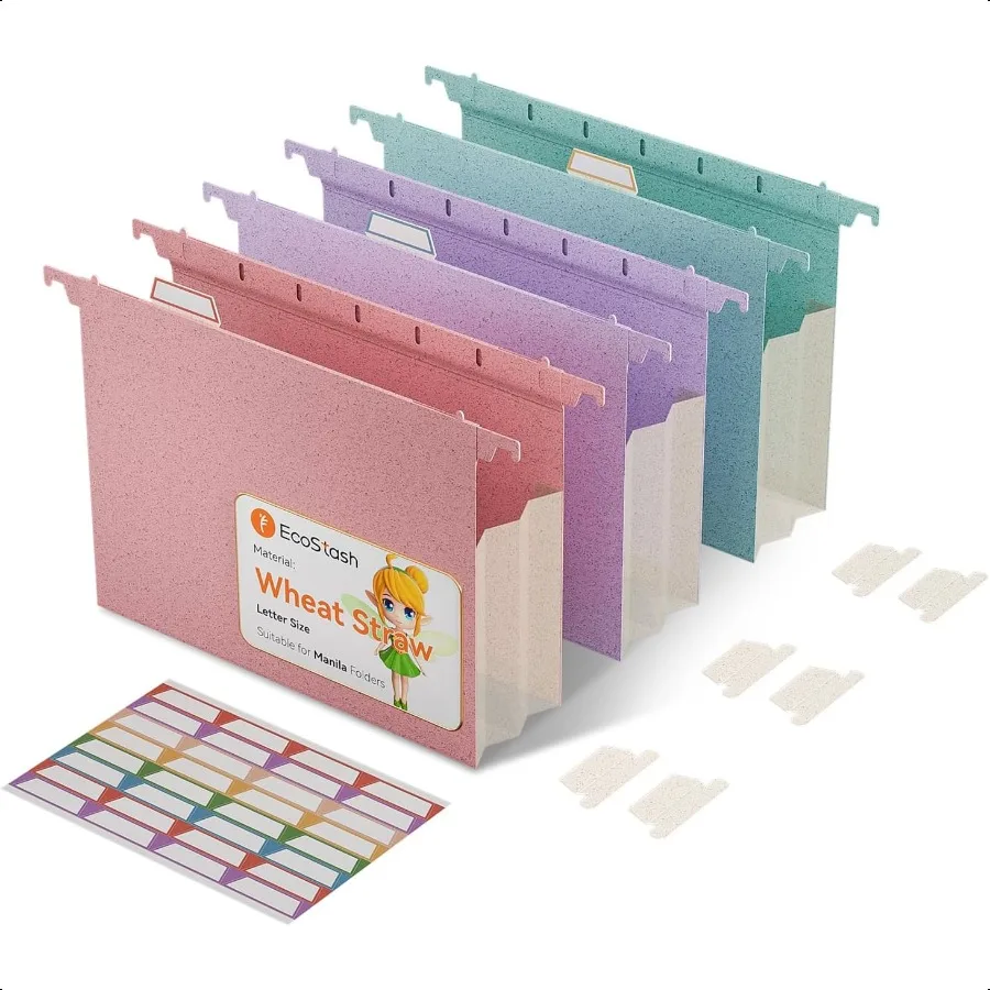 

Wheat Straw Expanding Hanging File Folders 3.15 Large Capacity Letter Size for Filing Cabinets Tax Bill Contract Storage 100 BP