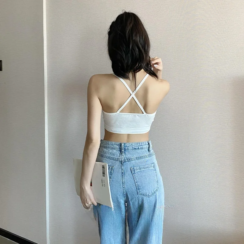 Strapless Tube Top Vest Women's Style Summer Outdoor Wear Inner Match Base Sleeveless Short Hot Girl Wrap Chest Top