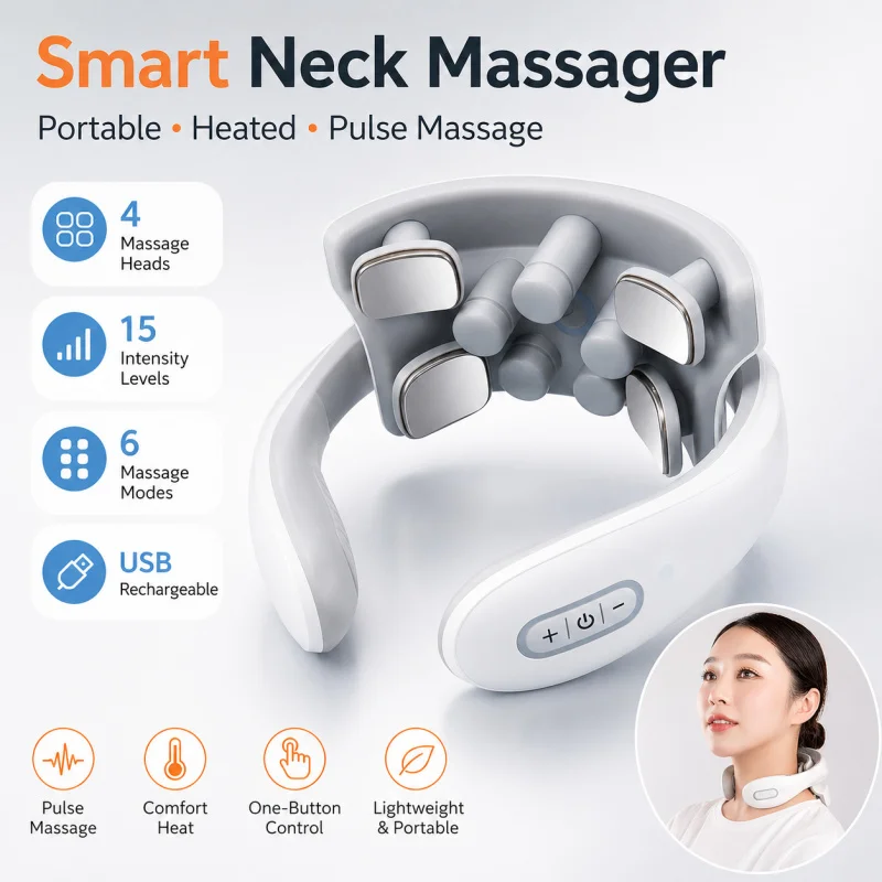 

Portable Electric Neck Massager EMS Pulse Cervical Spine Shoulder Relaxation Heating Smart Neck Care Massage Device