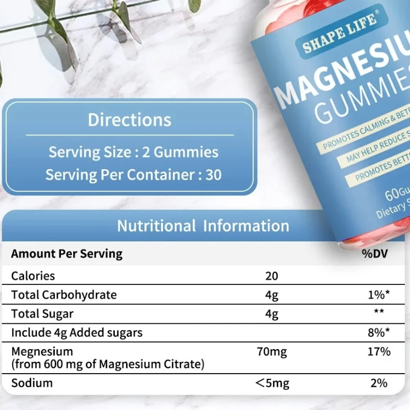

Magnesium gummies promote energy metabolism, improve bone health, improve sleep quality, regulate cardiovascular system