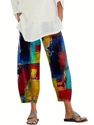 Plus Size Digital Printed Loose Fit  Wmen's Trousers  Women's  Plus Size  Clothing