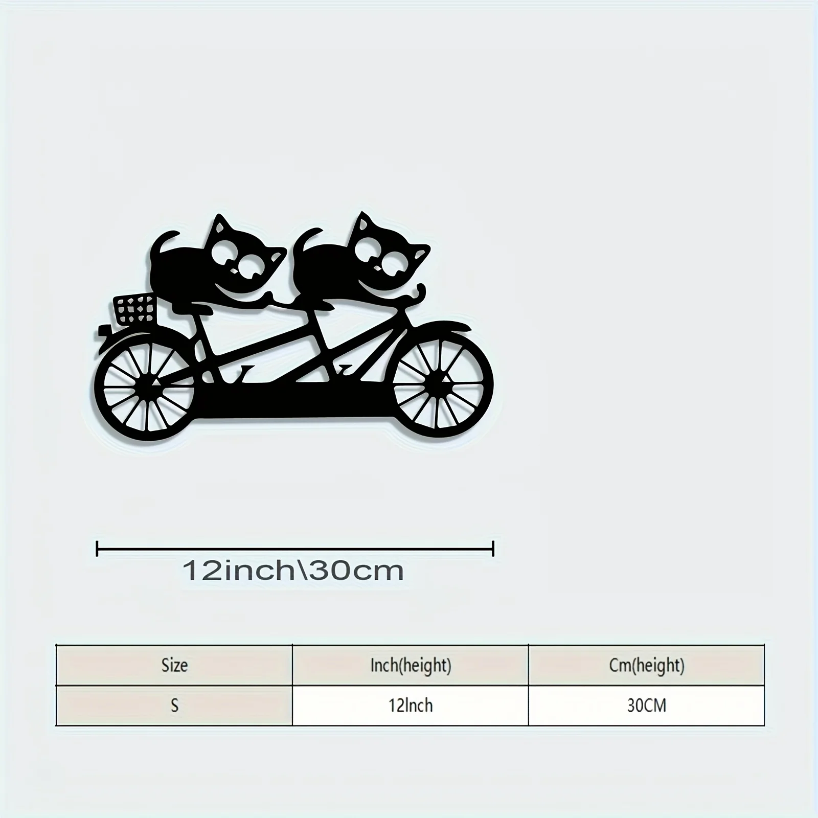 CIFBUY 2D Iron Cats Riding Bicycle Wall Sign, Cartoon Cat Tandem Bike Metal Wall Art, Home Wall Ornament