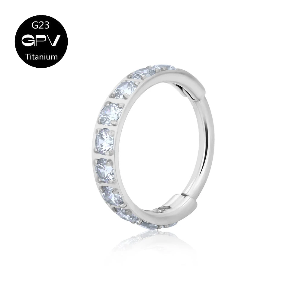 Luxus Quadrat Zirkon G23 Titan Nasenring Vakuum Vergoldet Punk Piercing Schmuck Septum Ring Ohrringe Für Männer Und Frauen