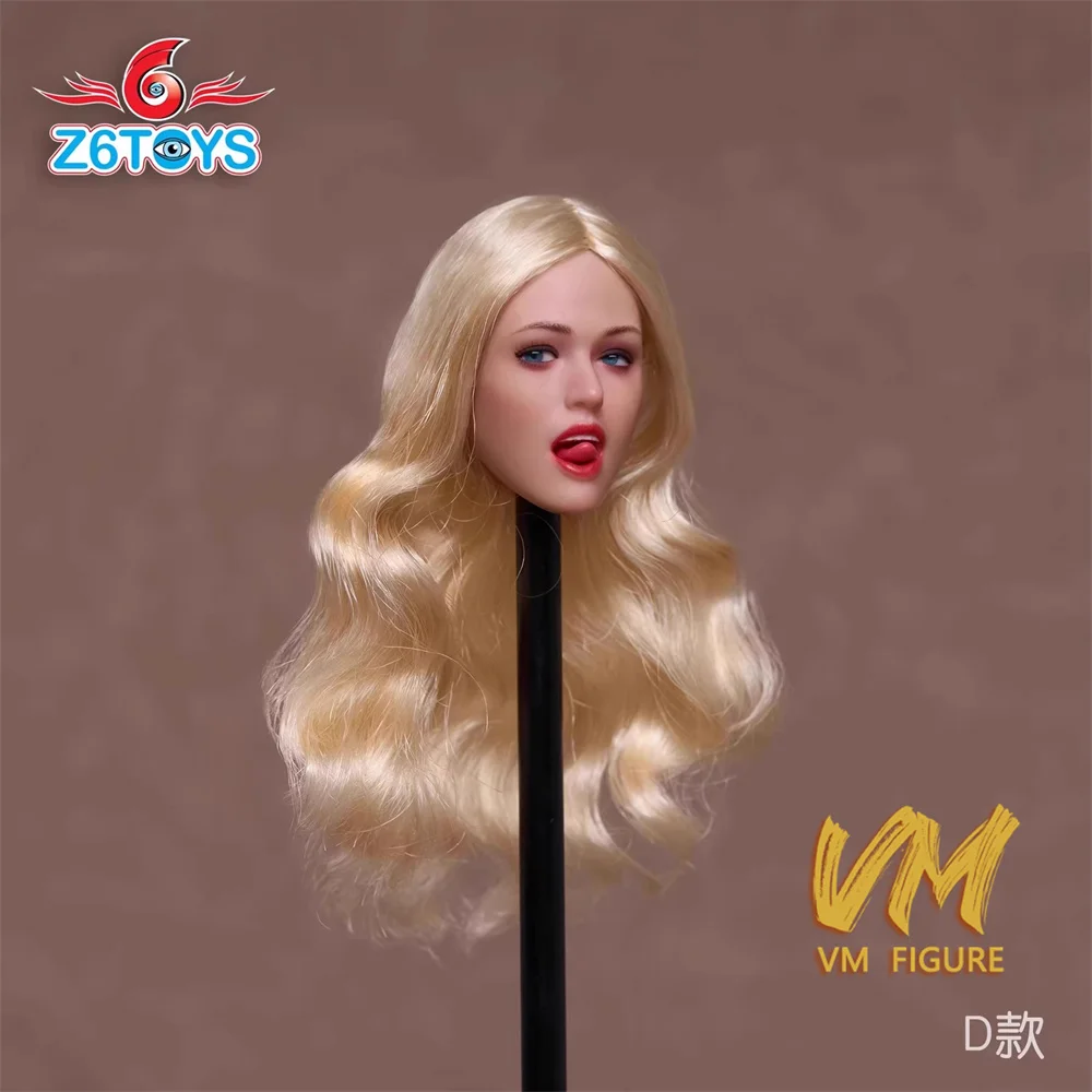 

1/6 ZC009 Seductively Playful Female Movable Eyes Head Sculpt with Replaceable Tongues Model Fit 12'' Soldier Action Figure Body