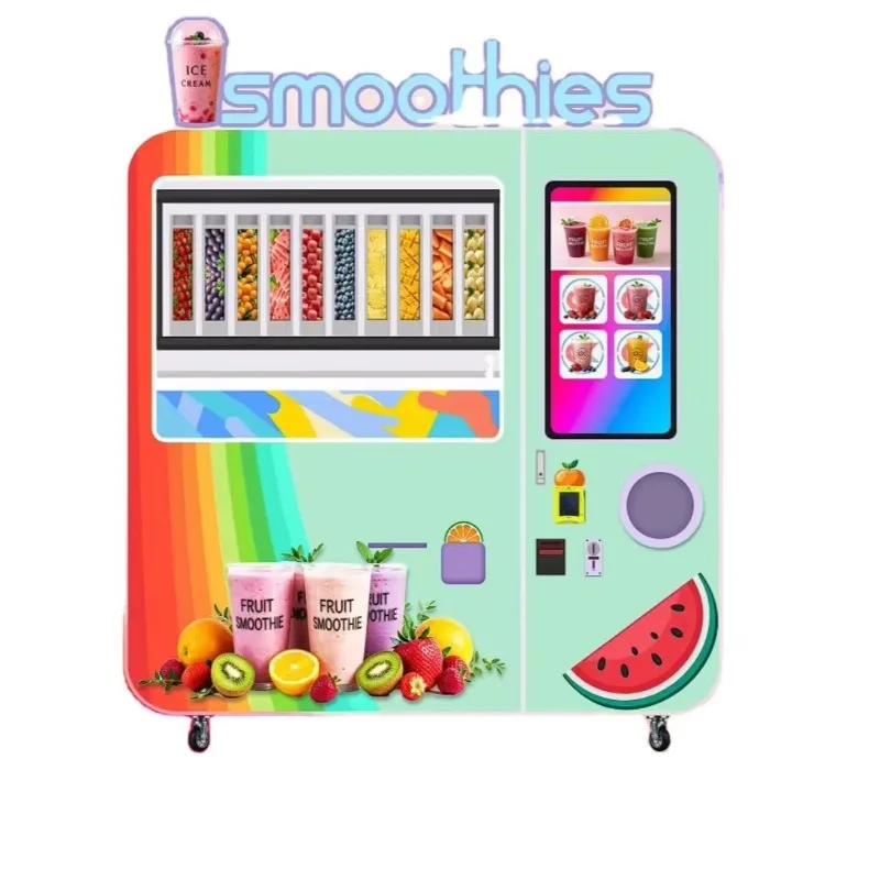 Customized Fruit Milkshake Machine Ice Smoothie Blender Vegetable Salad Dispenser With Protein And AI Vending Technology