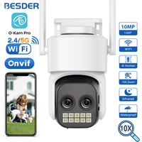 BESDER 10MP WiFi Camera PTZ Outdoor Dual Len Human Detection 8X Digital Zoom Two-Way Audio 5MP CCTV Security IP Camera O-Kam Pro