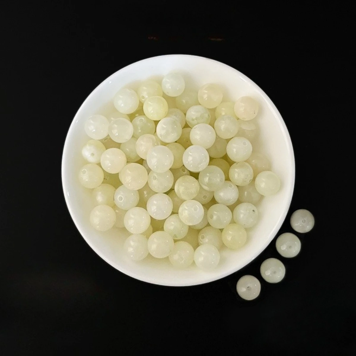 30pcs 6mm-10mm Natural Yellow Chalcedony Beads Smooth Polished Round Loose Gemstone Color Enhanced